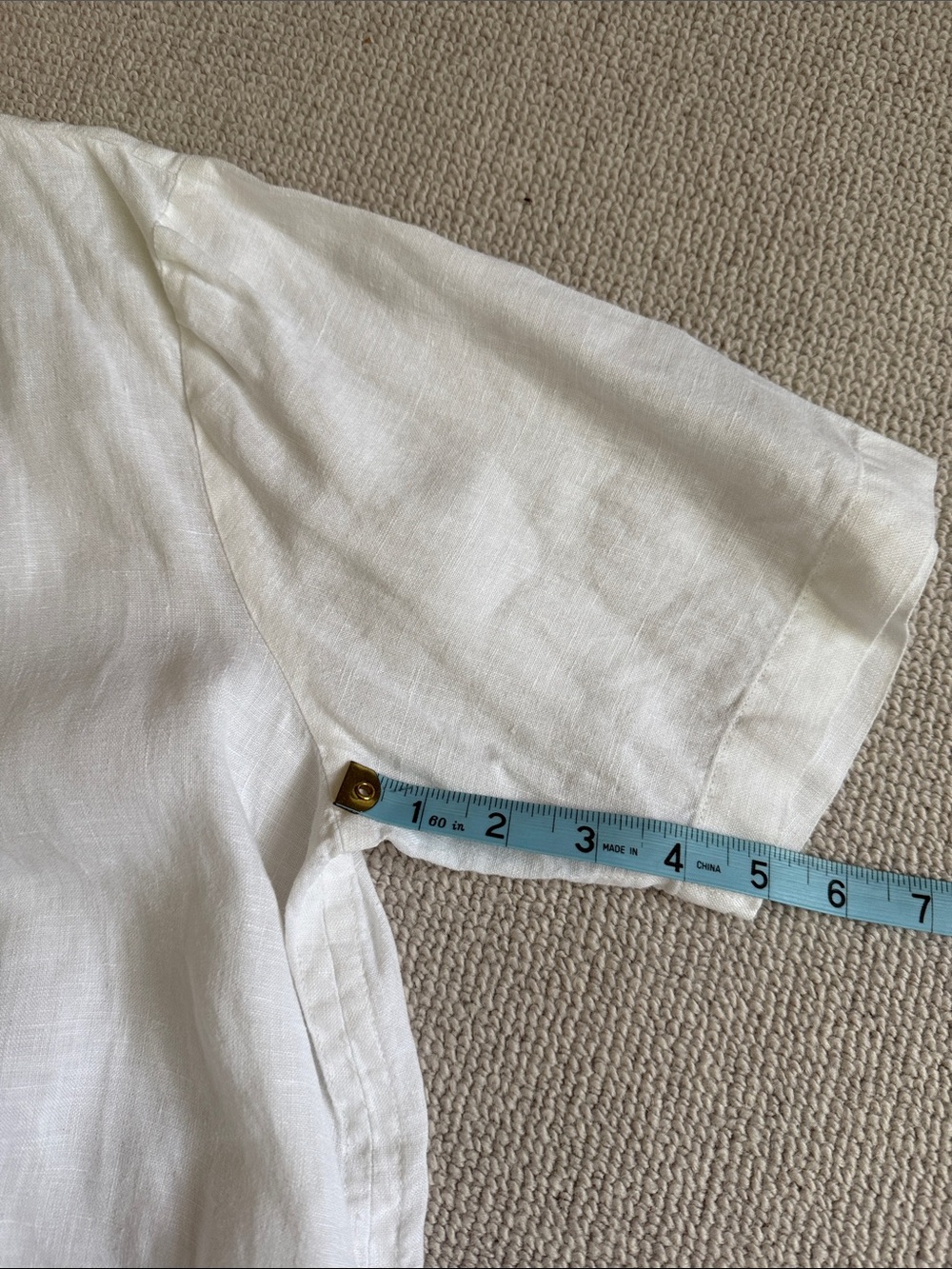 Flax White Linen top Oversized Boxy Short Sleeve Blouse - Picture 9 of 10